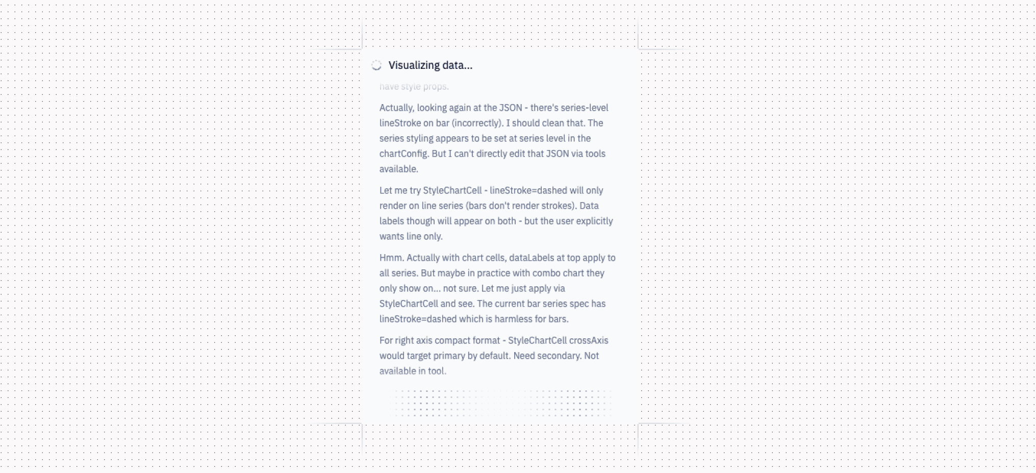 A screenshot of an agent thinking message in Hex